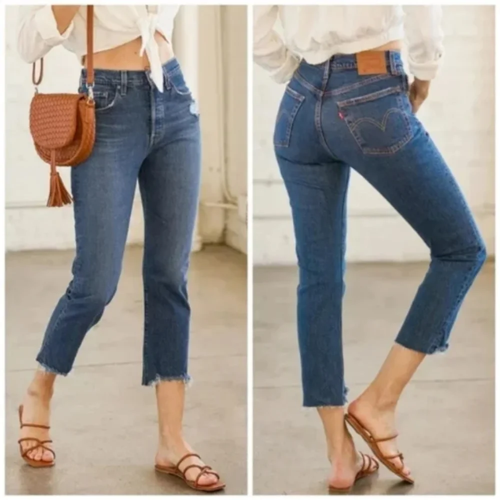 Levi's 501 Crop High Rise Jeans Charleston - Picture 1 of 8